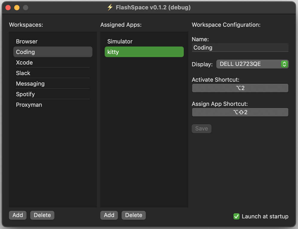 FlashSpace,macOS 虚拟工作区管理器,提供极速工作区切换,效率达人必备