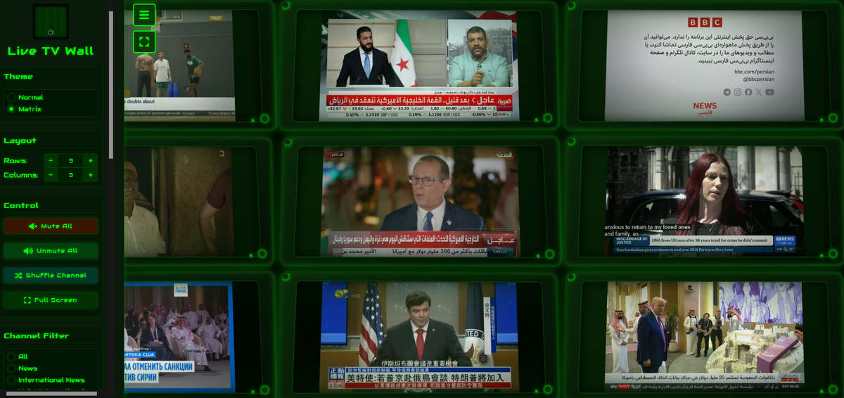 Live TV Wall,在线电视直播墙,在家搭建演播大厅的效果
