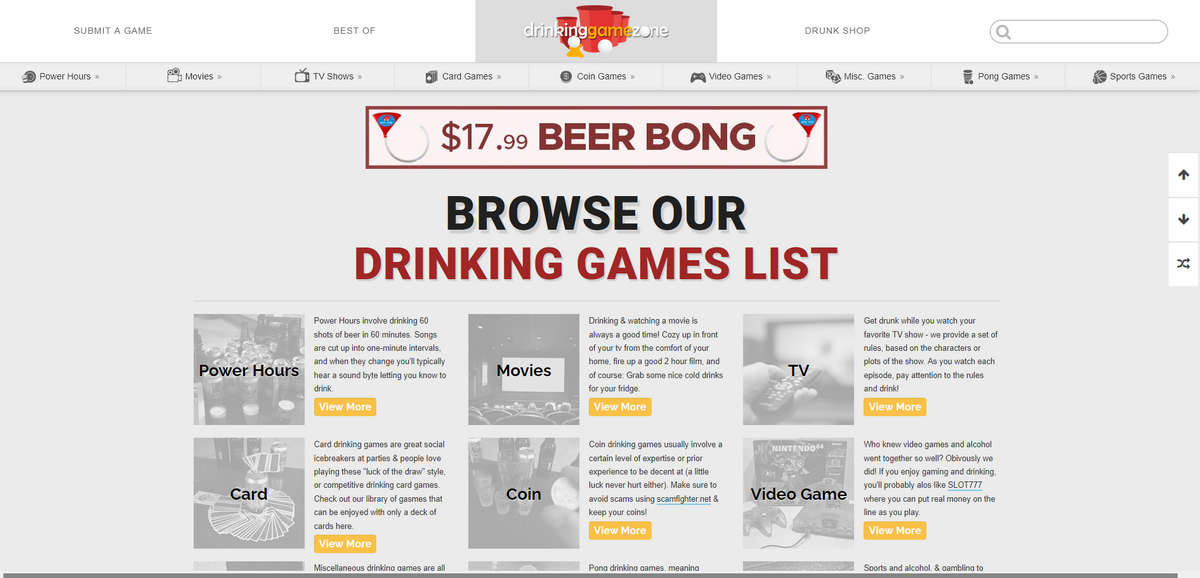 Drinking Game Zone,喝酒游戏大全,涵盖559种喝酒游戏