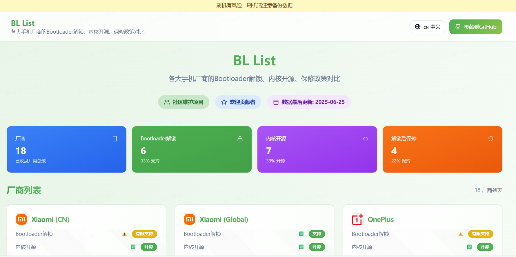 BL List:各大手机厂商的Bootloader解锁、内核开源、保修政策对比
