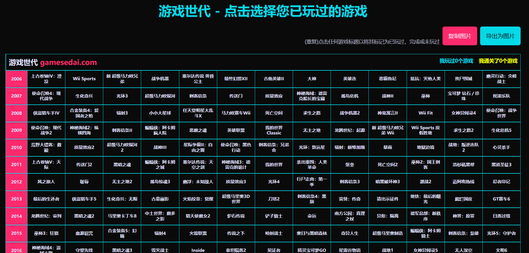 游戏世代:标记你的游戏成就,一键生成分享图