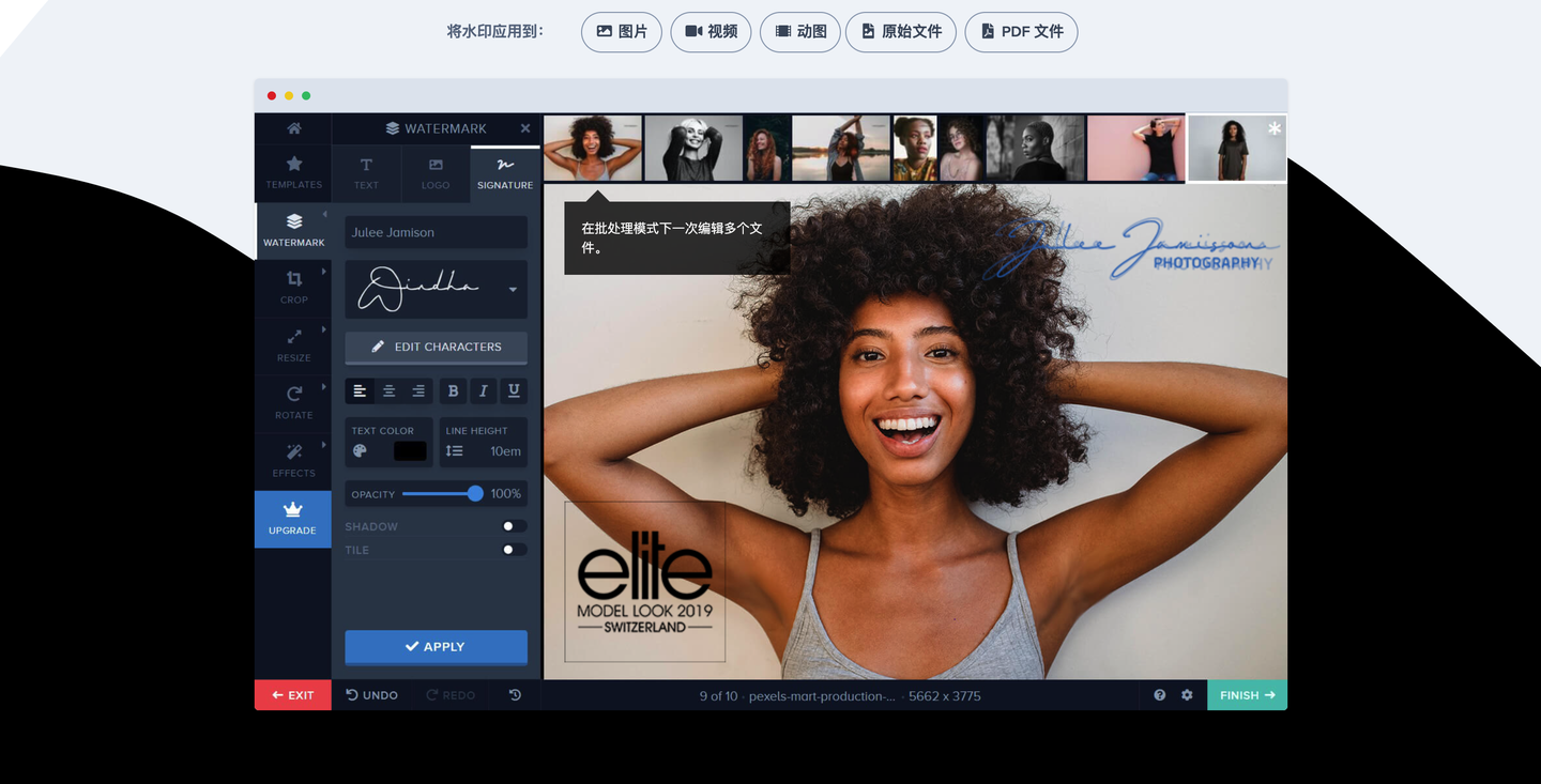 Watermark.ws：在线添加自定义水印的照片和视频水印工具