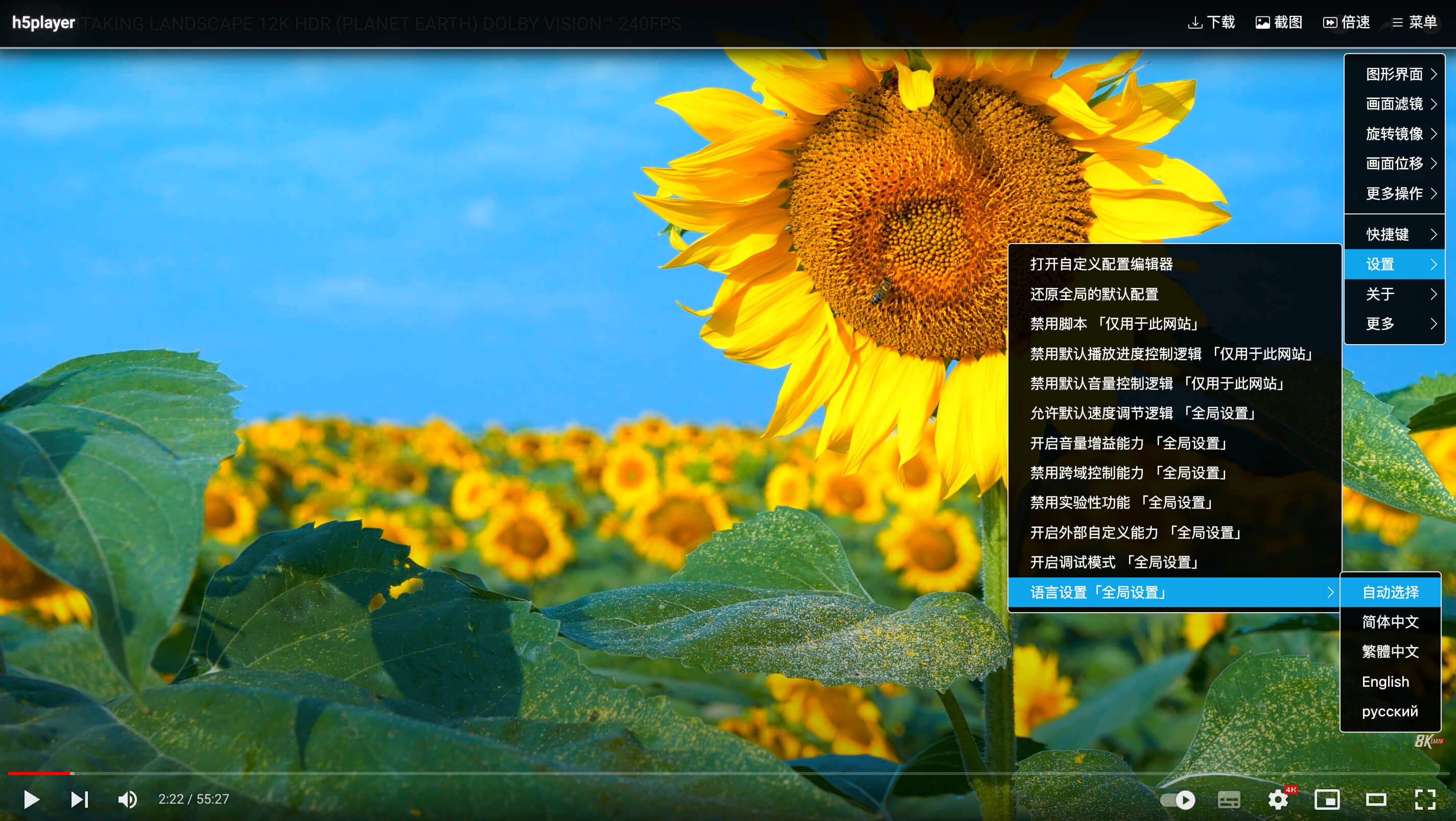 h5player：开源的网页音视频播放器增强脚本，提供快捷键控制、画中画、截图等多种功能