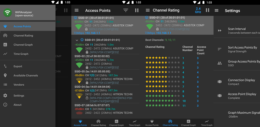 WiFiAnalyzer：分析WiFi信号的Android应用程序