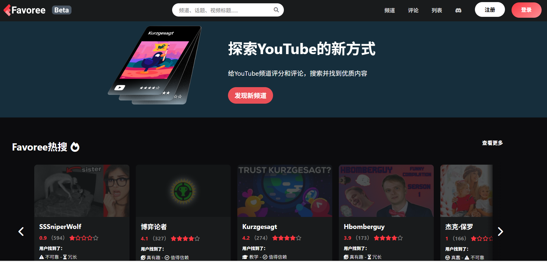 Favoree：帮助您发现优质的YouTube频道