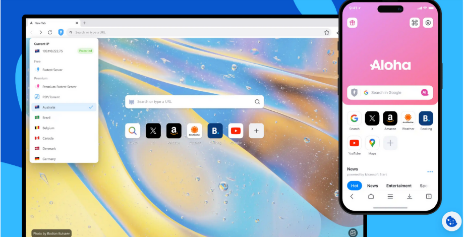 Aloha浏览器：一款专注于隐私和安全的网页浏览器，内置AI，支持Android、iOS和PC平台